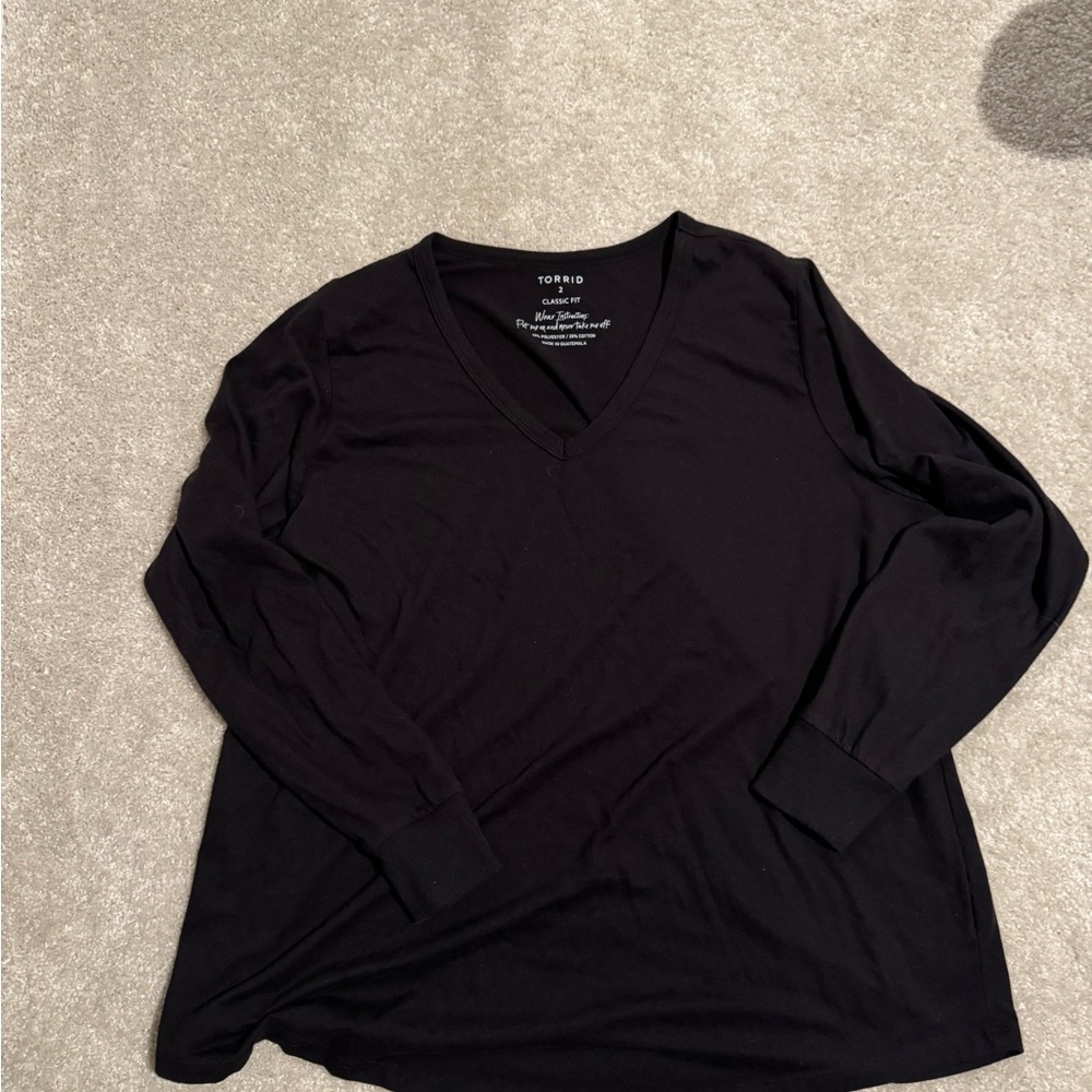 Torrid Black V-Neck Long Sleeve Top
